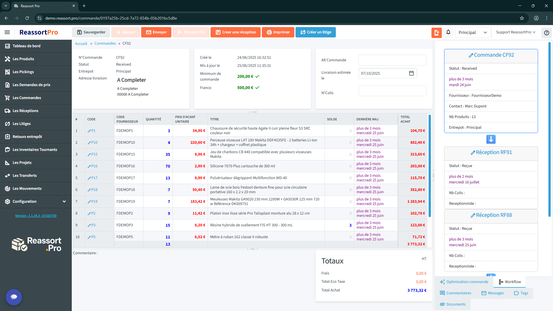 Commandes fournisseurs